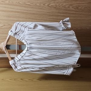 Women's off the shoulder striped long sleeve blouse - size large